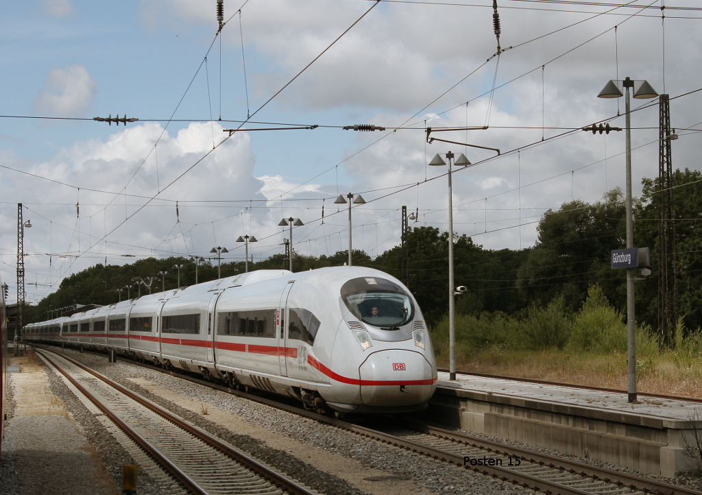407 012 und 407 017 als ICE 513 am 14.07.2014 in Günzburg.