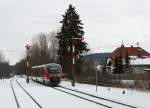 642 218 am 20.02.2012 aus Mindelheim kommend Einfahrt Stetten.