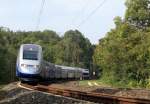 Zum diesjhrigen Oktoberfest fhrt Freitags und Samstags jeweils ein zustzlicher TGV von Paris nach Mnchen und zurck. Am 23.09.2012 kam Triebzug 4713 (Duplex) als TGV 9571 zum Einsatz hier an der Einfahrt Gnzburg. 