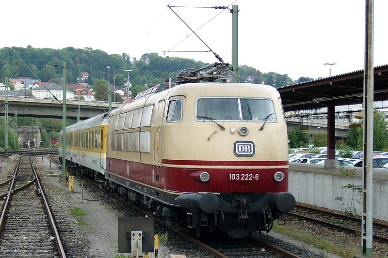103 222 am 10.09.2008 abgestellt in Ulm Hbf.