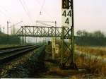 Interressante Kilometerangabe an der Einfahrt Naumburg am 10.12.1991.....