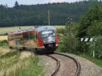 642 215 paiert am 11.07.2008 bei Billenhausen mit 20 km/h eine Gleisverwerfung.